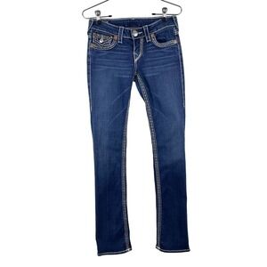 True Religion Billy Big T Stretch Straight Slim Dark Wash Flap Jeans Women's 26